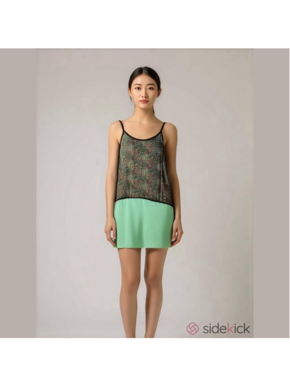 The Smart Set Small Racerback Y2K Summer Dress Floral Mint Green